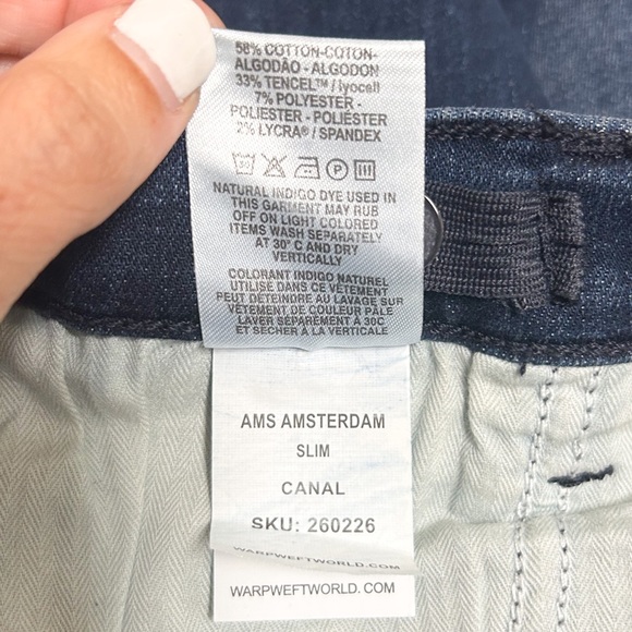 Warp Weft Dark Indigo Amsterdam Slim Straight Girl Adjustable Waist Jeans NWT 14 - Picture 11 of 11